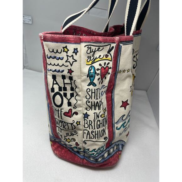 Brighton Canvas Tote Seas The Day Anchor Nautical‎ Tote Beach Bag Beach Core - Picture 3 of 8